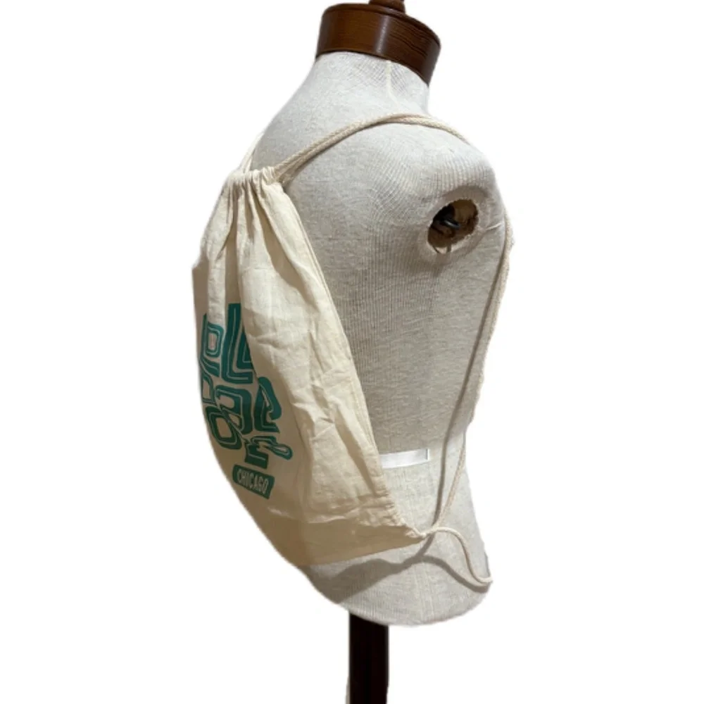 LollaPalooza backpack drawstring bag tan teal
